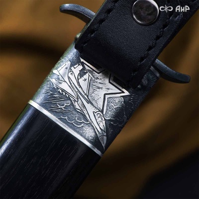 Нож Финка-2 Пилот с серебром, дамасская сталь ZDI-1016, комбинированные ножны, Артикул: 38394 - Компания «АиР»