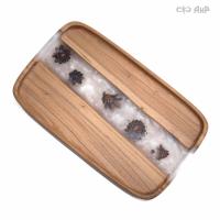 Поднос Лука, с еловыми и сосновыми шишками, жемчуг, кап карагача, 35 см