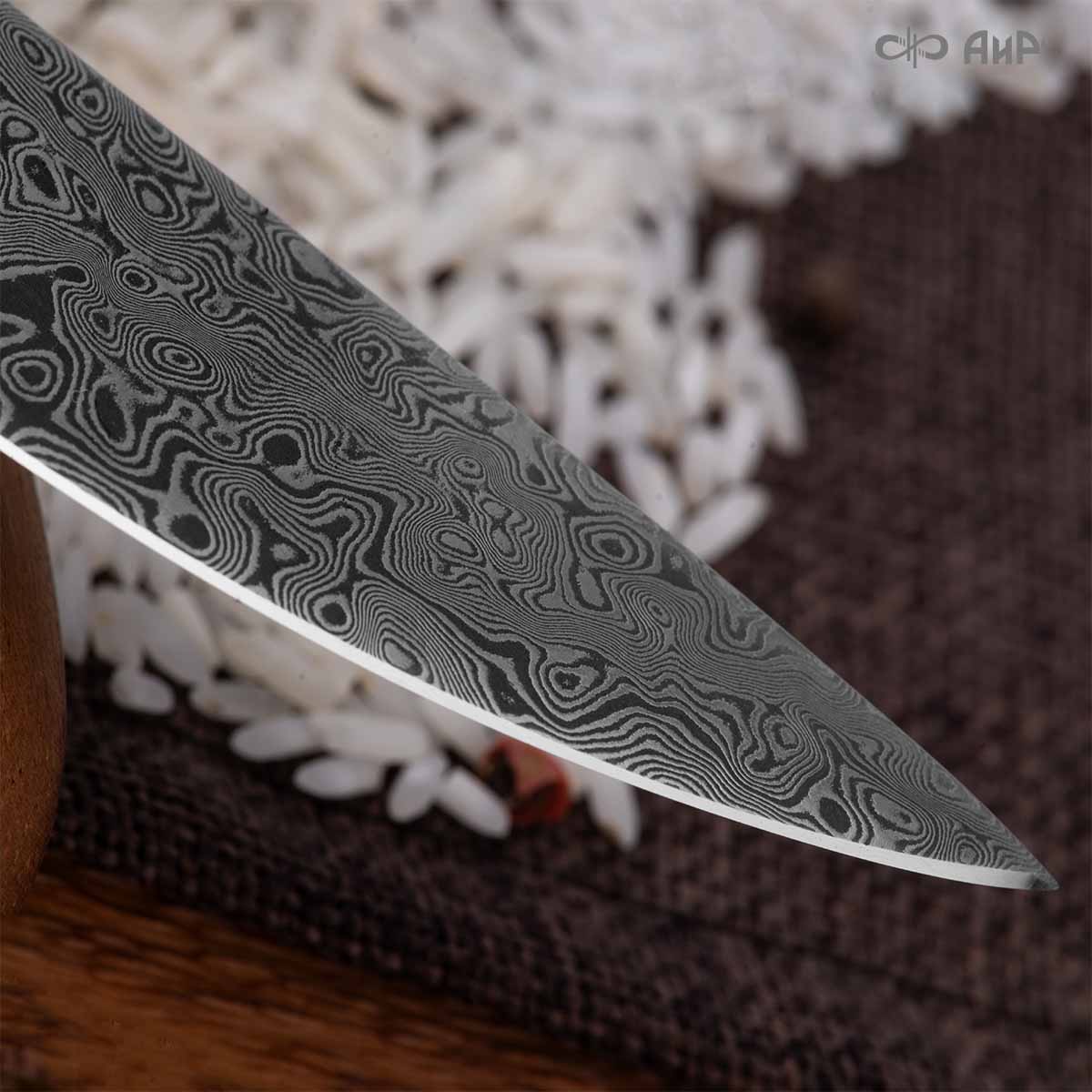 Набор Поварской-5 ЦМ (стабилизированный палисандр, ZlaTi, мозаичные пины, кожаный кейс) дамасская сталь ZDI-1016 - Компания «АиР»