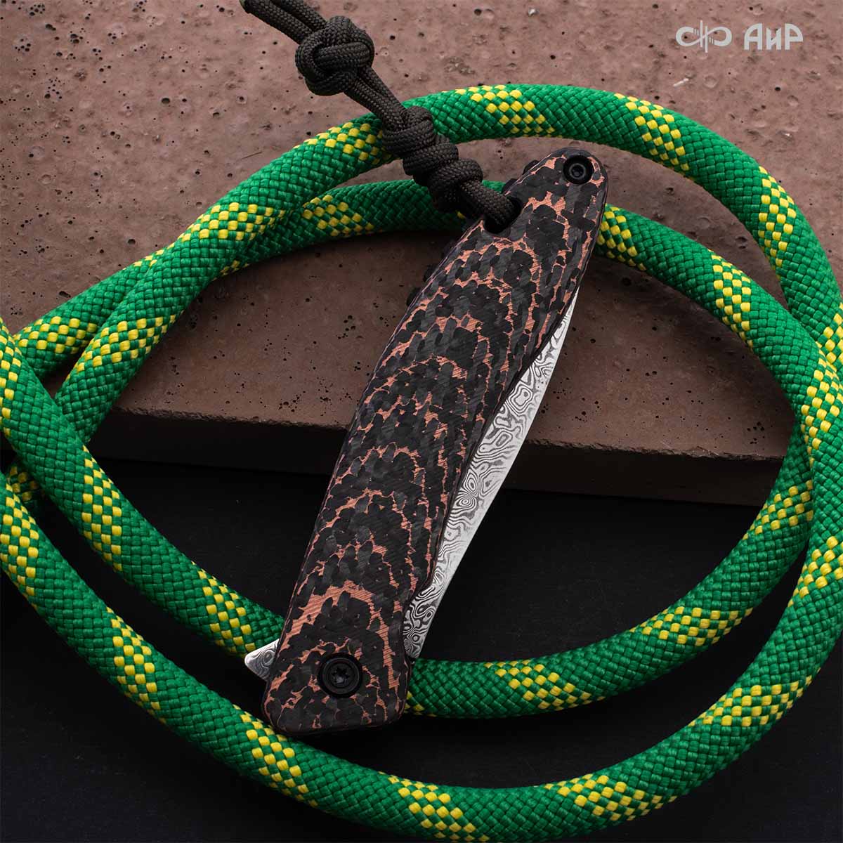 Хантер (фэткарбон змеиная кожа, медь, кастомная заточка) дамасская сталь ZDI-1016 - Компания «АиР»