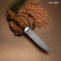 Лиса (стабилизированный кап тополя желтый, клиновая срезка) дамасская сталь ZDI-1016 - Компания «АиР»