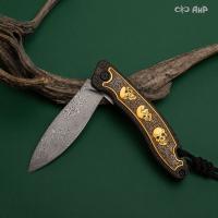 Хантер (карбон бронзовый, вставка в рукоять макабр, золото, серебро, кастомная заточка, паракорд с темлячным узлом), ZDI-1016 - Компания «АиР»