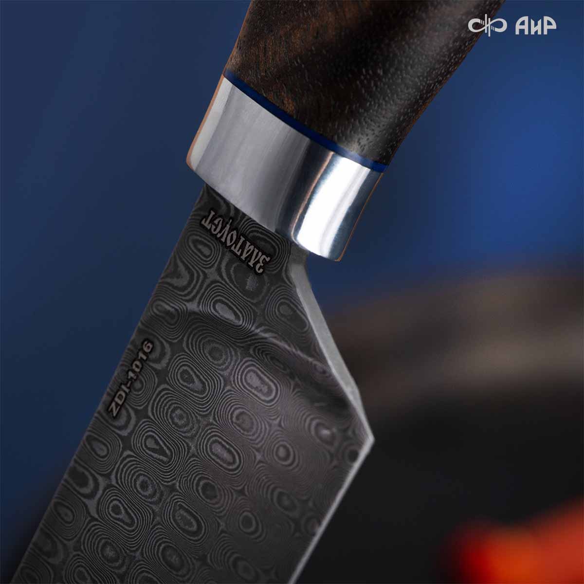 Набор Поварской-3 (стабилизированный кап ореховый, фибра) дамасская сталь ZDI-1016, узор капля NEW - Компания «АиР»