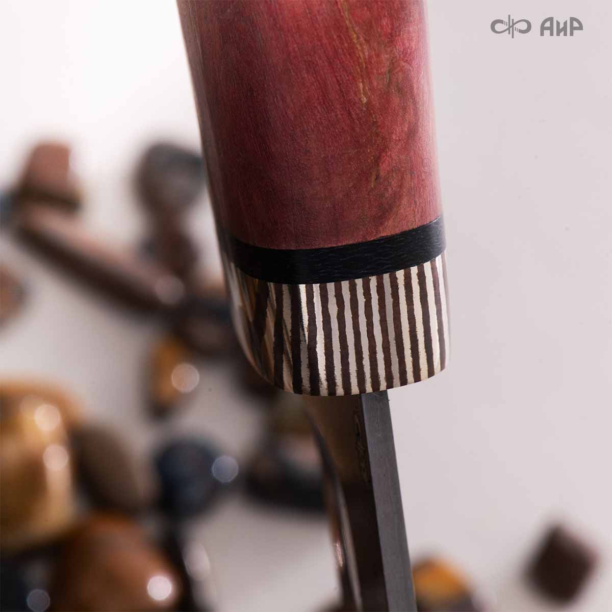 Лиса (стабилизированная карельская береза красная, мокуме гане) дамасская сталь ZDI-1016 - Компания «АиР»