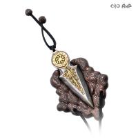 Подвеска-нож Древо жизни, карбон, дамасская сталь ZDI-1016, золото, Артикул: AF0000019779