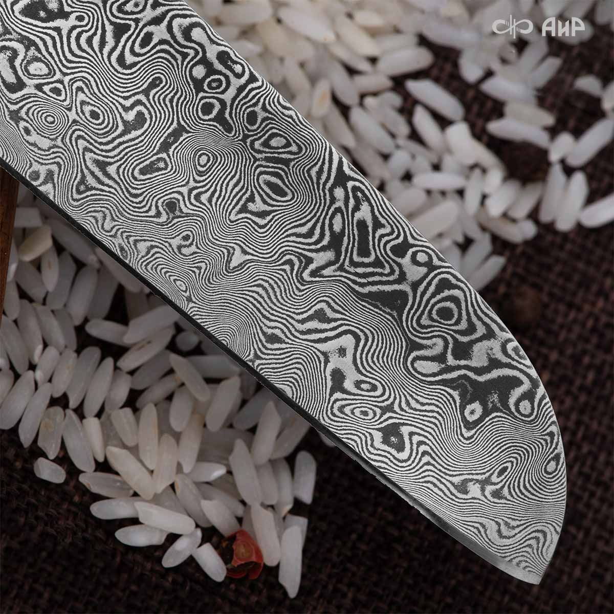 Набор Поварской-5 ЦМ (стабилизированный палисандр, ZlaTi, мозаичные пины, кожаный кейс) дамасская сталь ZDI-1016 - Компания «АиР»