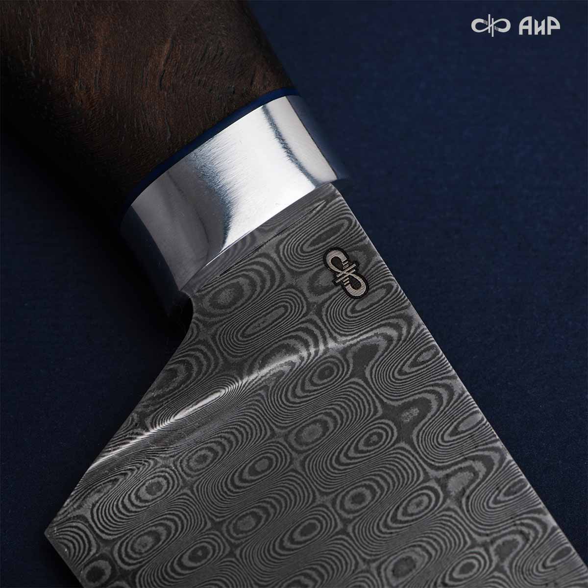 Набор Поварской-3 (стабилизированный кап ореховый, фибра) дамасская сталь ZDI-1016, узор капля NEW - Компания «АиР»