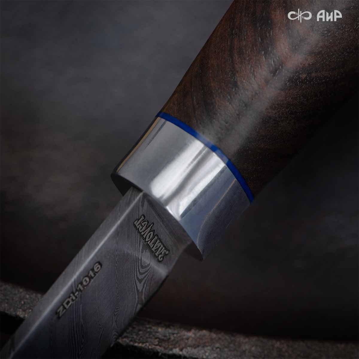 Набор Поварской-3 (стабилизированный кап ореховый, фибра) дамасская сталь ZDI-1016, узор твист - Компания «АиР»