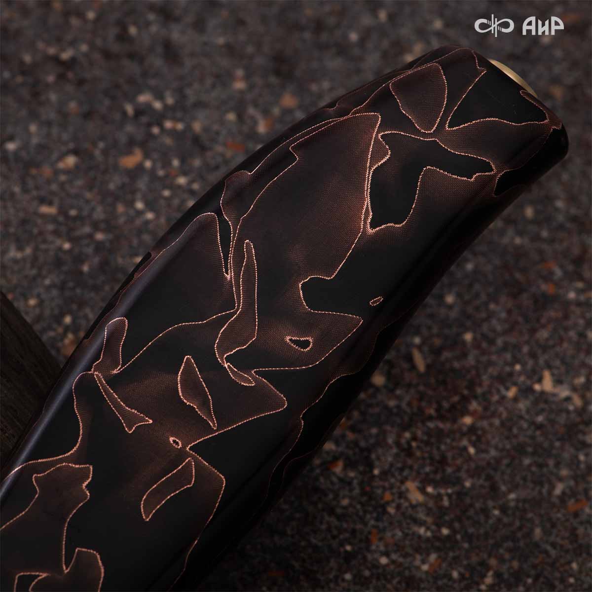 Для нарезки ветчины (композит с медной микросеткой волны, латунь) дамасская сталь ZDI-1016, узор пирамида NEW - Компания «АиР»