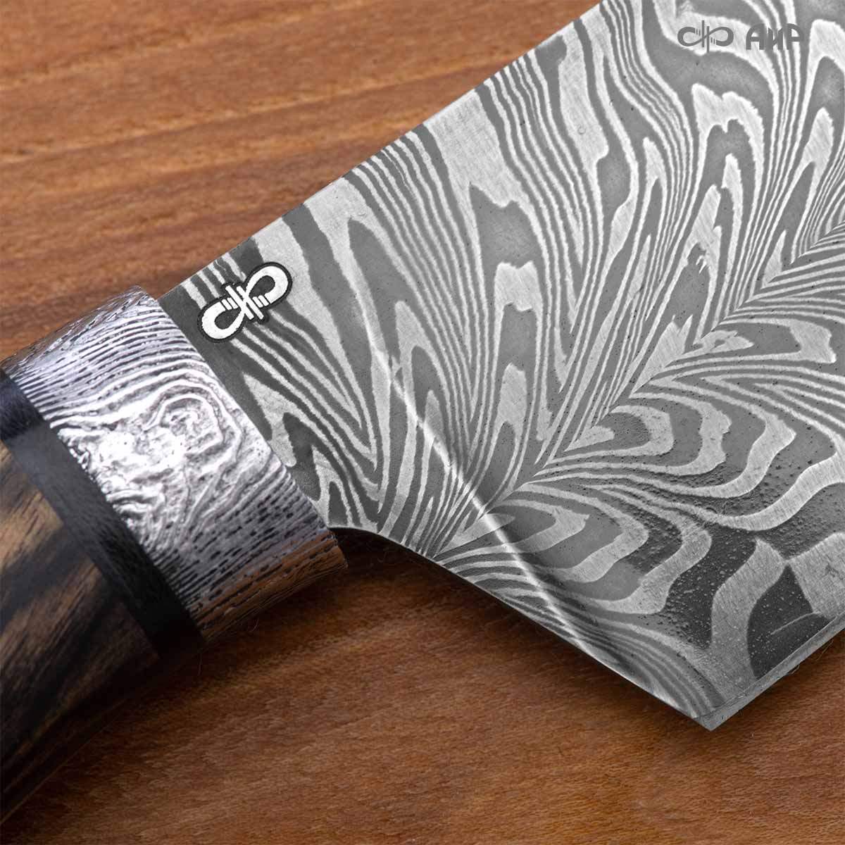 Поварской (эбен лунный, материал заказчика, ZDI-0225) дамасская сталь ZDI-1416, узор перо - Компания «АиР»