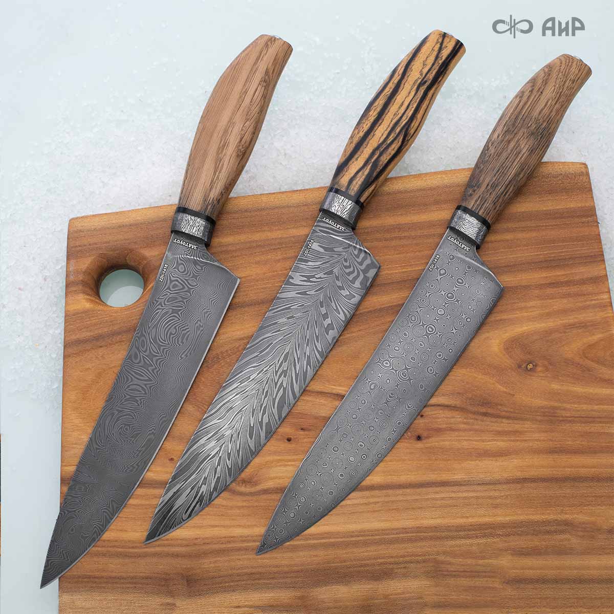 Поварской (эбен лунный, материал заказчика, ZDI-0225) дамасская сталь ZDI-1416, узор перо - Компания «АиР»