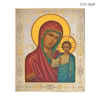 Икона в окладе Казанская Божья Матерь, с рубиновыми корундами, Артикул: 37334