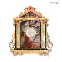 Часы сувенирные с яшмой, корундами, красными фианитами, Артикул: 3432 - Компания «АиР»