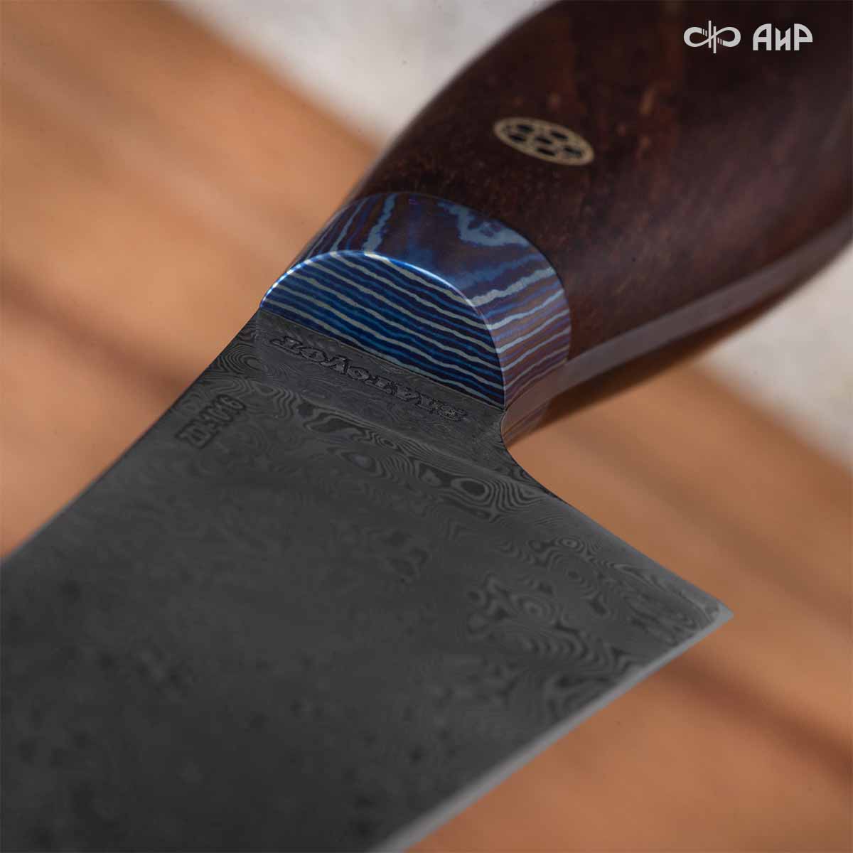 Набор Поварской-5 ЦМ (стабилизированный палисандр, ZlaTi, мозаичные пины, кожаный кейс) дамасская сталь ZDI-1016 - Компания «АиР»