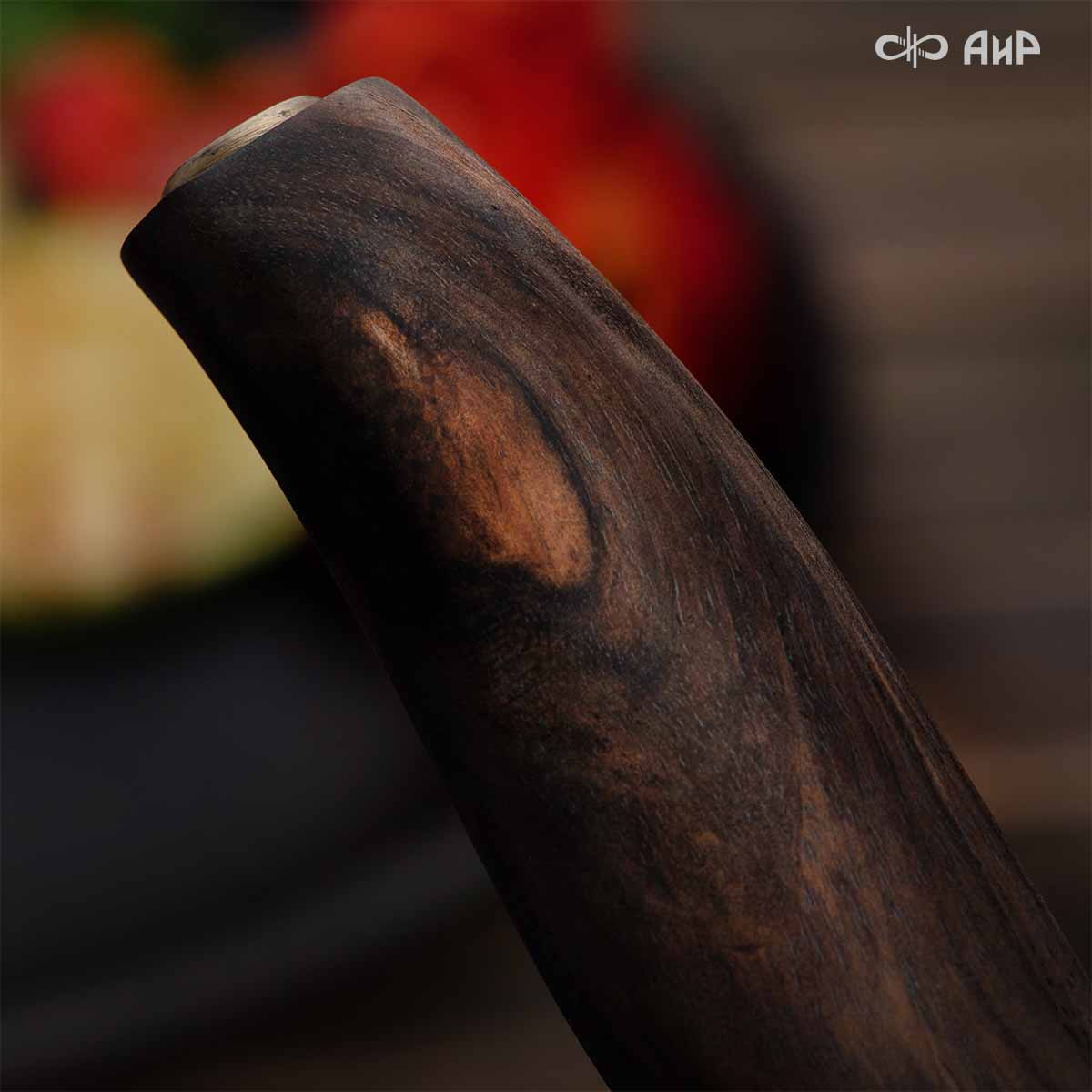 Набор Поварской-3 (стабилизированный кап ореховый, фибра) дамасская сталь ZDI-1016, узор твист - Компания «АиР»