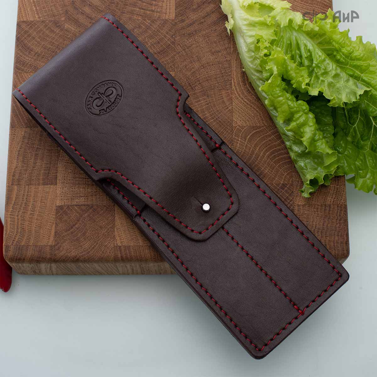 Набор Стейковый (нож и вилка, стабилизированный ореховый кап, мокуме гане, медная втулка, кастомная заточка) дамасская сталь ZD-0803, узор твист - Компания «АиР»