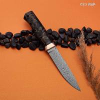 Пескарь (композит с бронзовой и латунной микросеткой волны, мокуме гане, клиновая срезка) дамасская сталь ZDI-1016, узор перо - Компания «АиР»