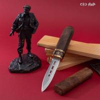 Композиция Фидель с сигарой, ореховый кап, золото, черный никель, дамасская сталь ZDI-1016, Артикул: AF0000025163