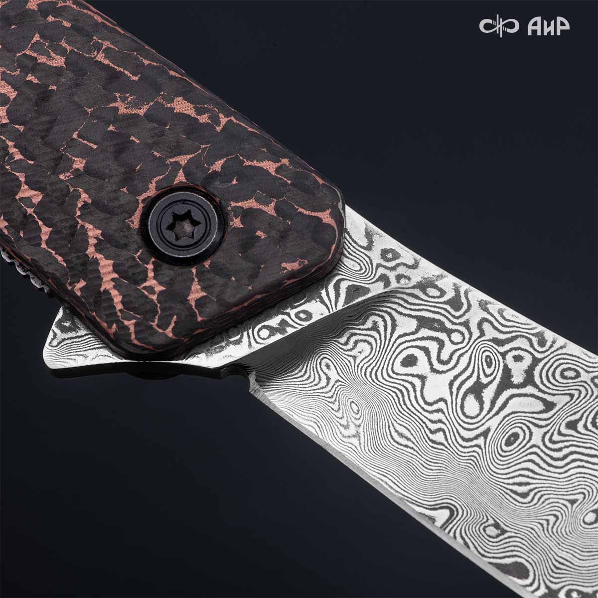 Хантер (фэткарбон змеиная кожа, медь, кастомная заточка) дамасская сталь ZDI-1016 - Компания «АиР»