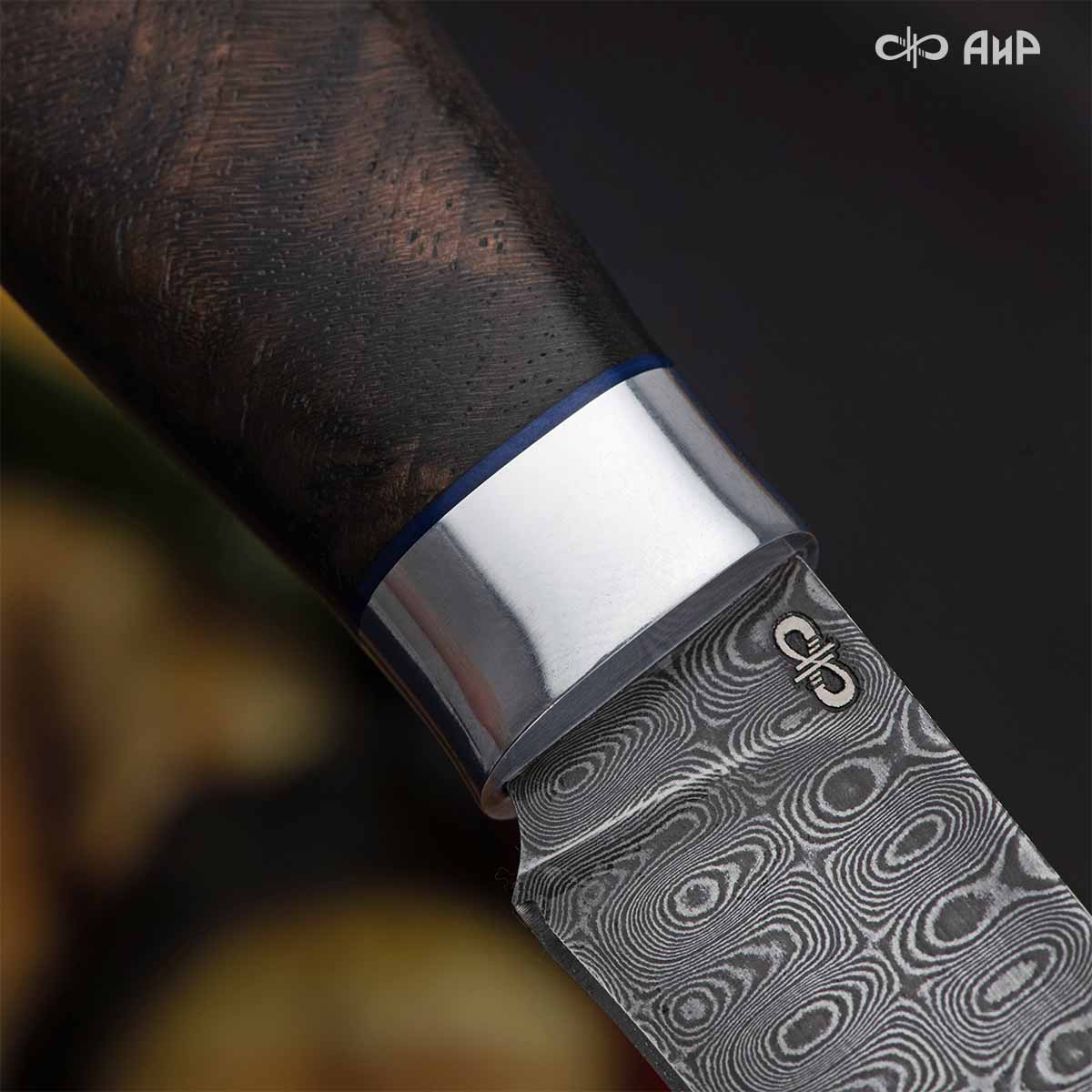 Набор Поварской-3 (стабилизированный кап ореховый, фибра) дамасская сталь ZDI-1016, узор капля NEW - Компания «АиР»
