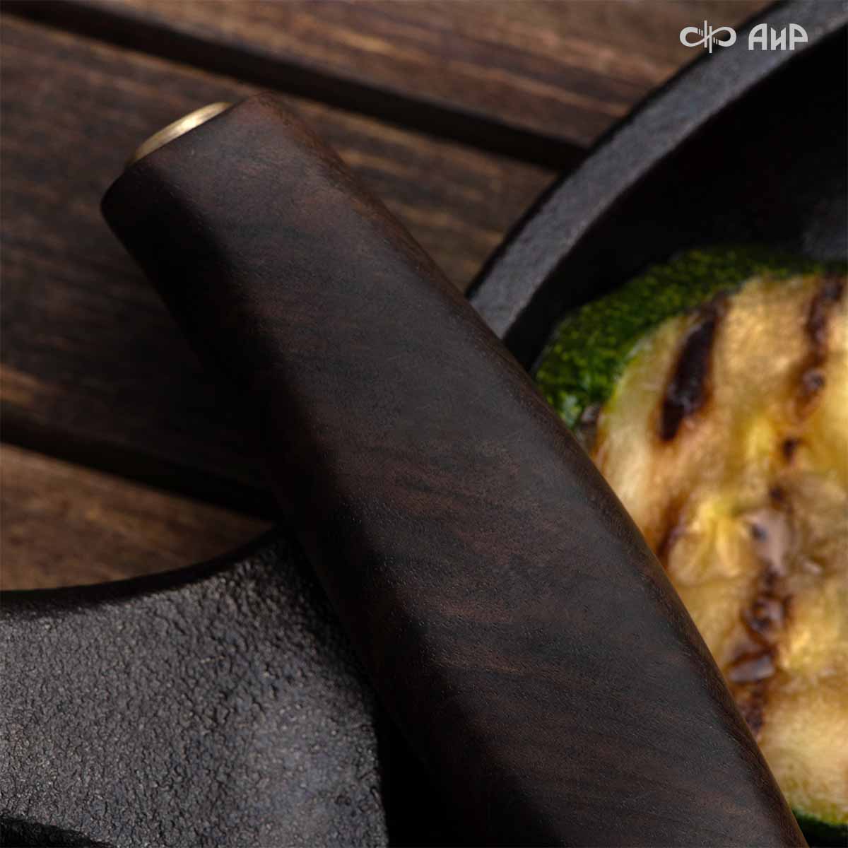 Набор Поварской-3 (стабилизированный кап ореховый, фибра) дамасская сталь ZDI-1016, узор твист - Компания «АиР»