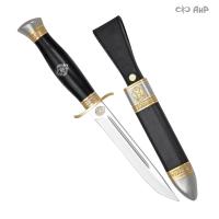 Нож Финка-2 Пограничник с золотом, 40Х10С2М, скрим, комбинированные ножны Артикул: 33899 - Компания «АиР»