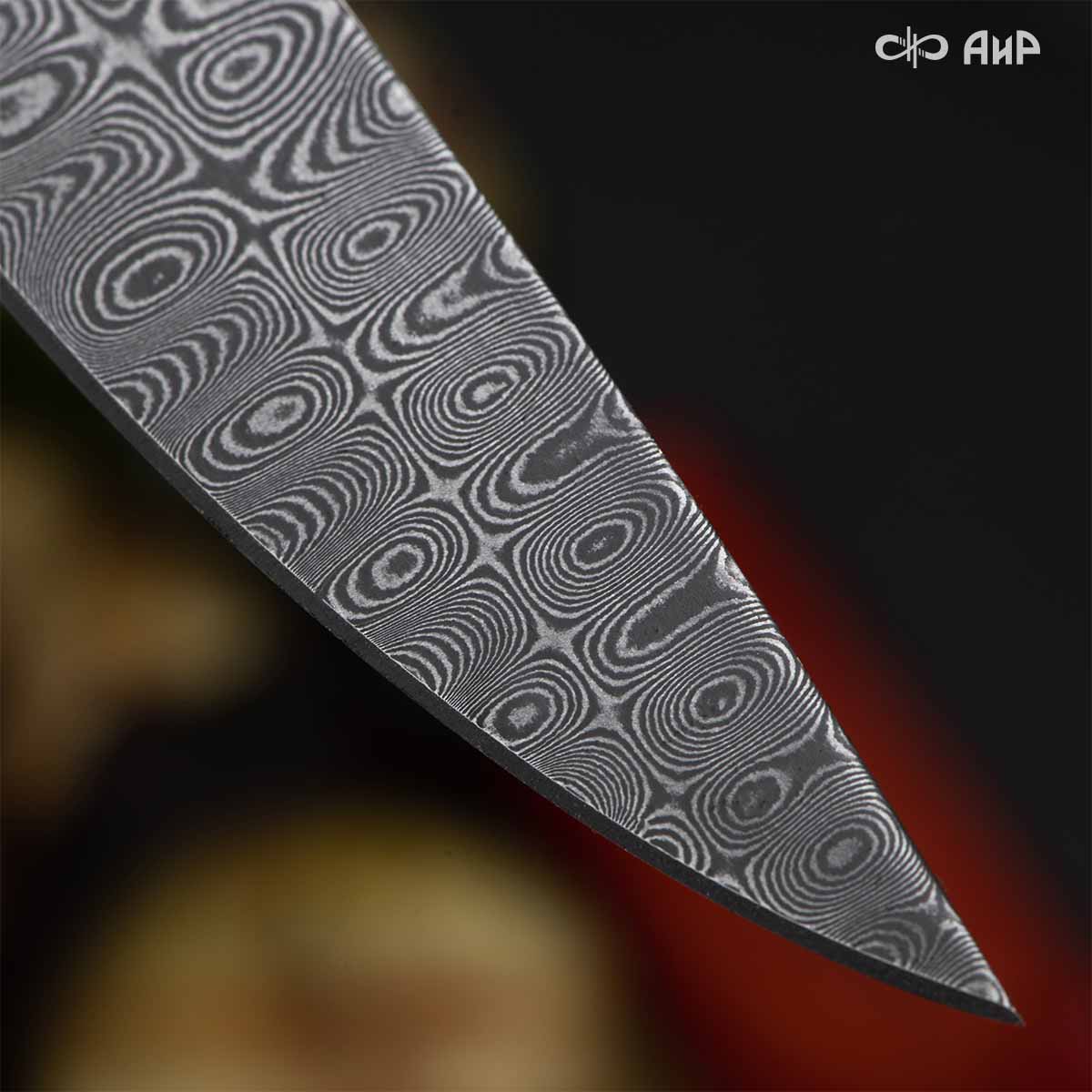 Набор Поварской-3 (стабилизированный кап ореховый, фибра) дамасская сталь ZDI-1016, узор капля NEW - Компания «АиР»