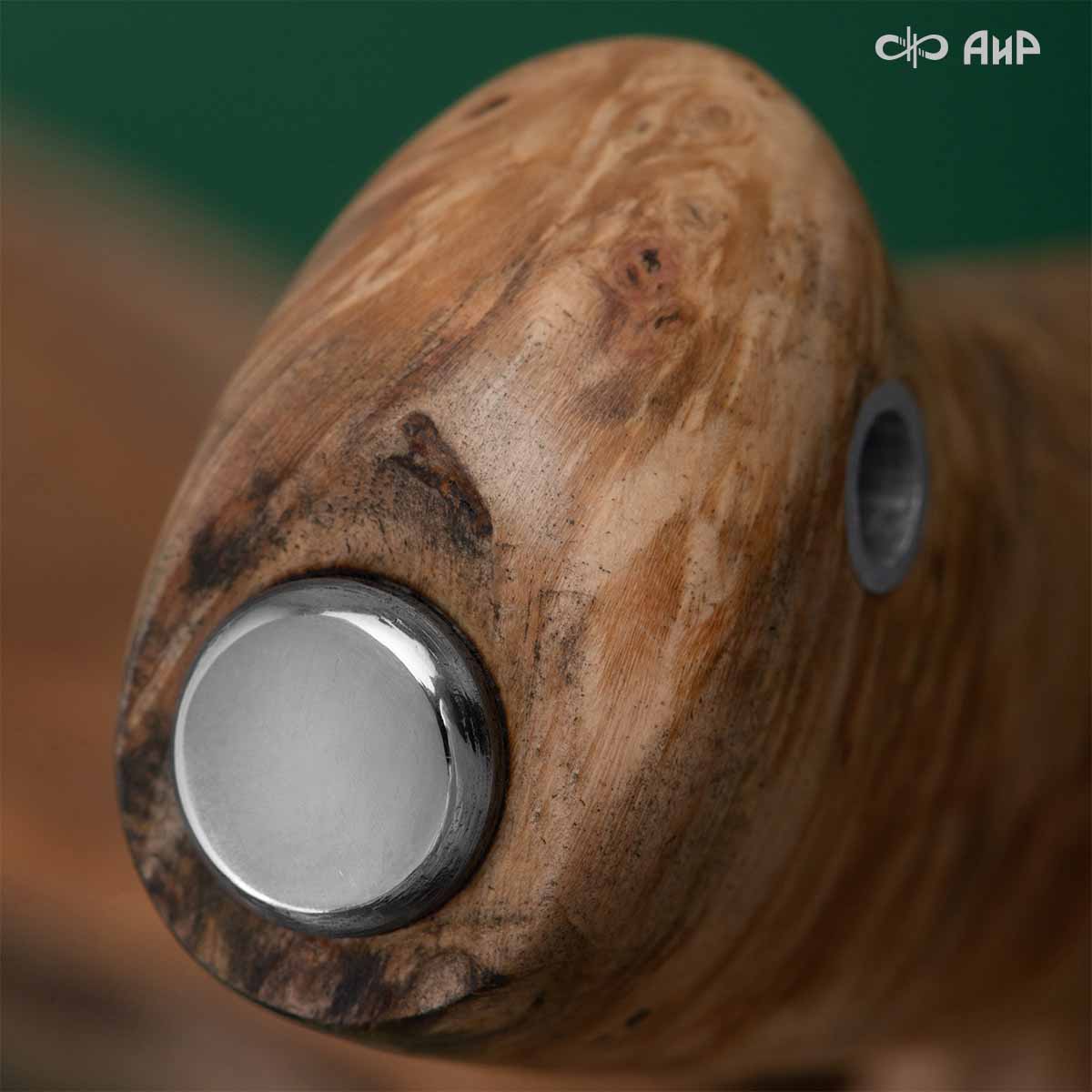 Финка Нью (наборная: стабилизированный граб, стабилизированный кап клена натуральный, фибра красная, алюмин.втулка, авторские ножны, кастомная заточка) CPR, № 01 - Компания «АиР»