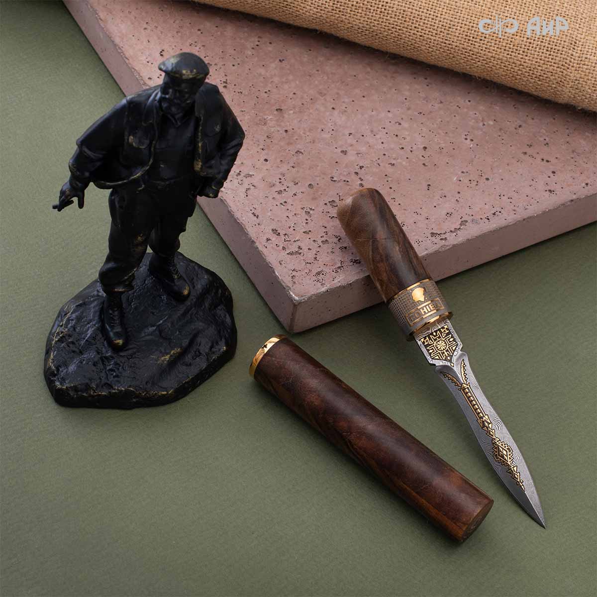 Нож Сигара COHIBA, ореховый кап, дамасская сталь ZDI-1016, Артикул: AF0000019699  - Компания «АиР»