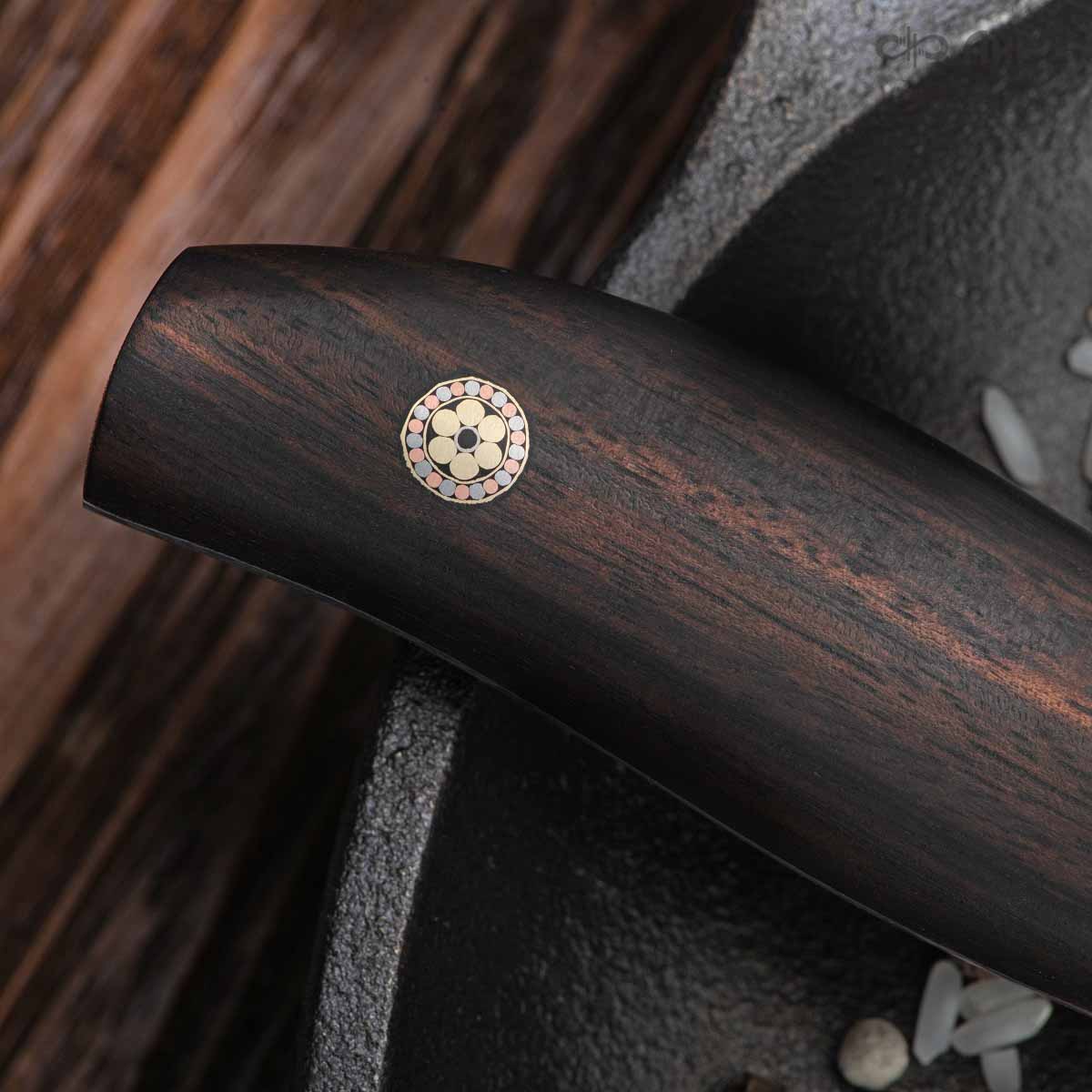 Овощной ЦМ (макасар, мокуме, мозаичные пины) дамасская сталь ZDI-1016, узор турецкий - Компания «АиР»