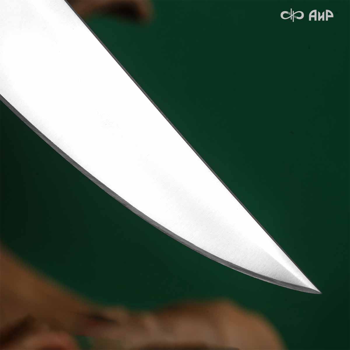 Финка Нью (наборная: стабилизированный граб, стабилизированный кап клена фиолетовый, фибра синяя, алюмин.втулка, авторские ножны, кастомная заточка) CPR, № 02 - Компания «АиР»