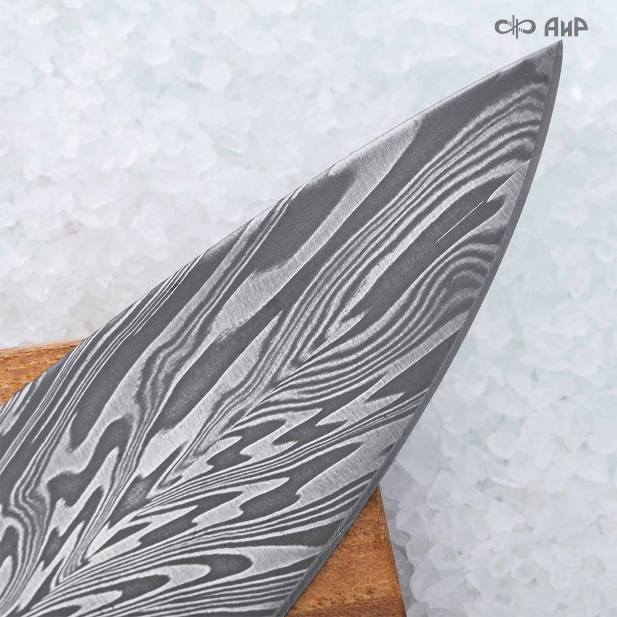 Поварской (эбен лунный, материал заказчика, ZDI-0225) дамасская сталь ZDI-1416, узор перо - Компания «АиР»