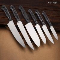 Набор из 6 ЦМ ножей (карбон зебра белый, без гарды) - Компания «АиР»