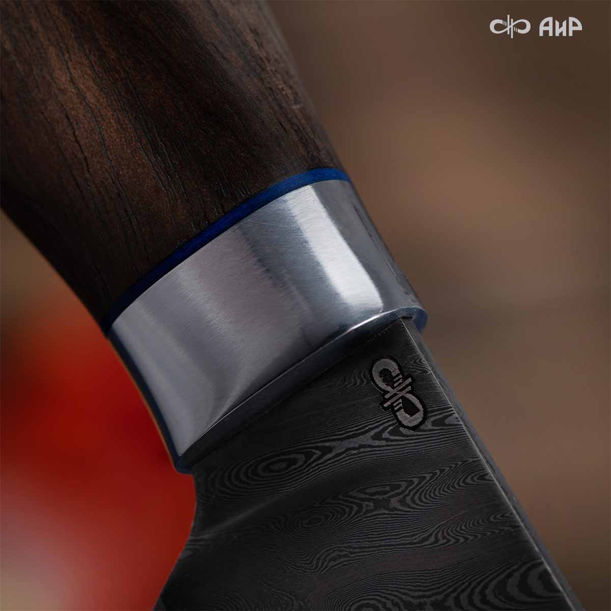 Набор Поварской-3 (стабилизированный кап ореховый, фибра) дамасская сталь ZDI-1016, узор твист - Компания «АиР»