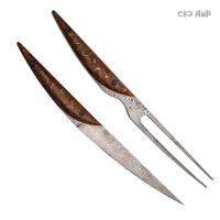 Набор Стейковый ЦМ: нож, вилка (композит с латунной микросеткой соты) дамасская сталь ZDI-1016