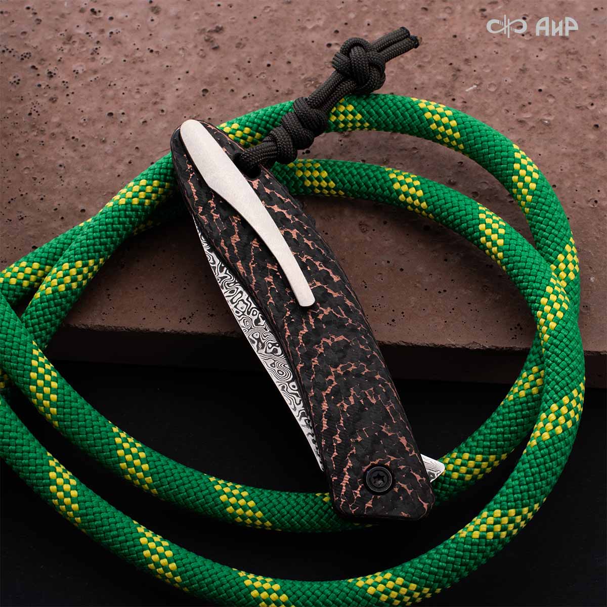 Хантер (фэткарбон змеиная кожа, медь, кастомная заточка) дамасская сталь ZDI-1016 - Компания «АиР»