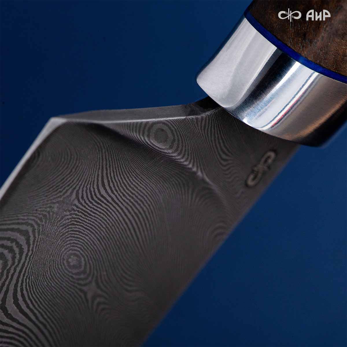 Набор Поварской-3 (стабилизированный кап ореховый, фибра) дамасская сталь ZDI-1016, узор твист - Компания «АиР»