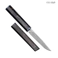 Нож "Офисный" (композит с алюм., коричневый, ZlaTi), дамасская сталь ZDI-1016 - Компания «АиР»