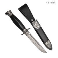 Нож Финка-2 Пилот с серебром, дамасская сталь ZDI-1016, комбинированные ножны, Артикул: 38394
