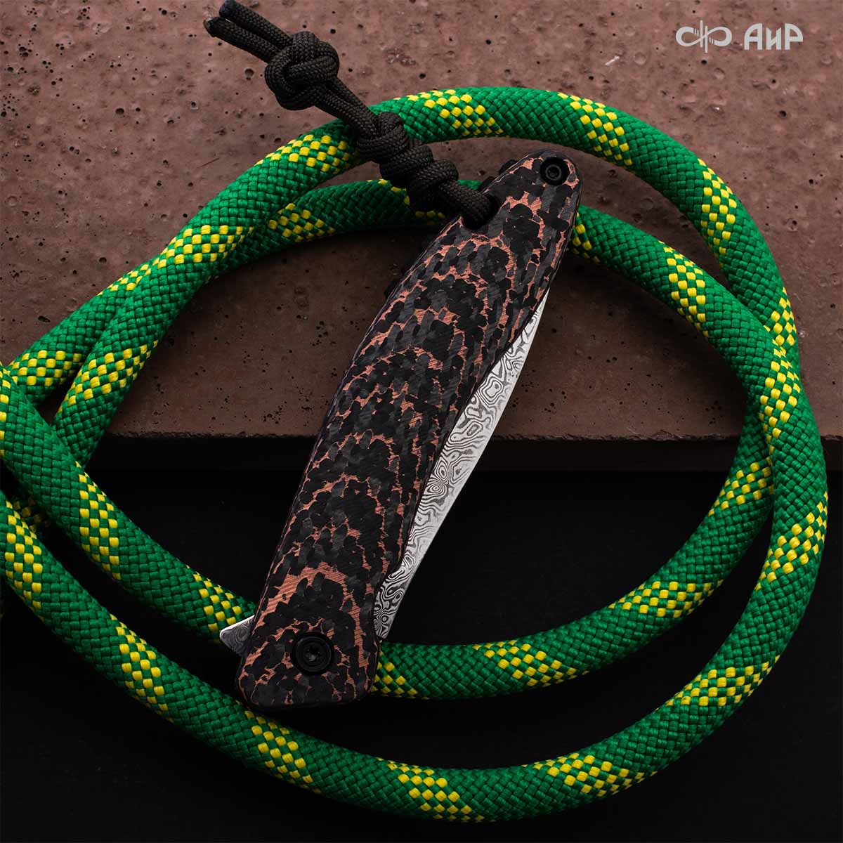 Хантер (фэткарбон змеиная кожа, медь, кастомная заточка) дамасская сталь ZDI-1016 - Компания «АиР»