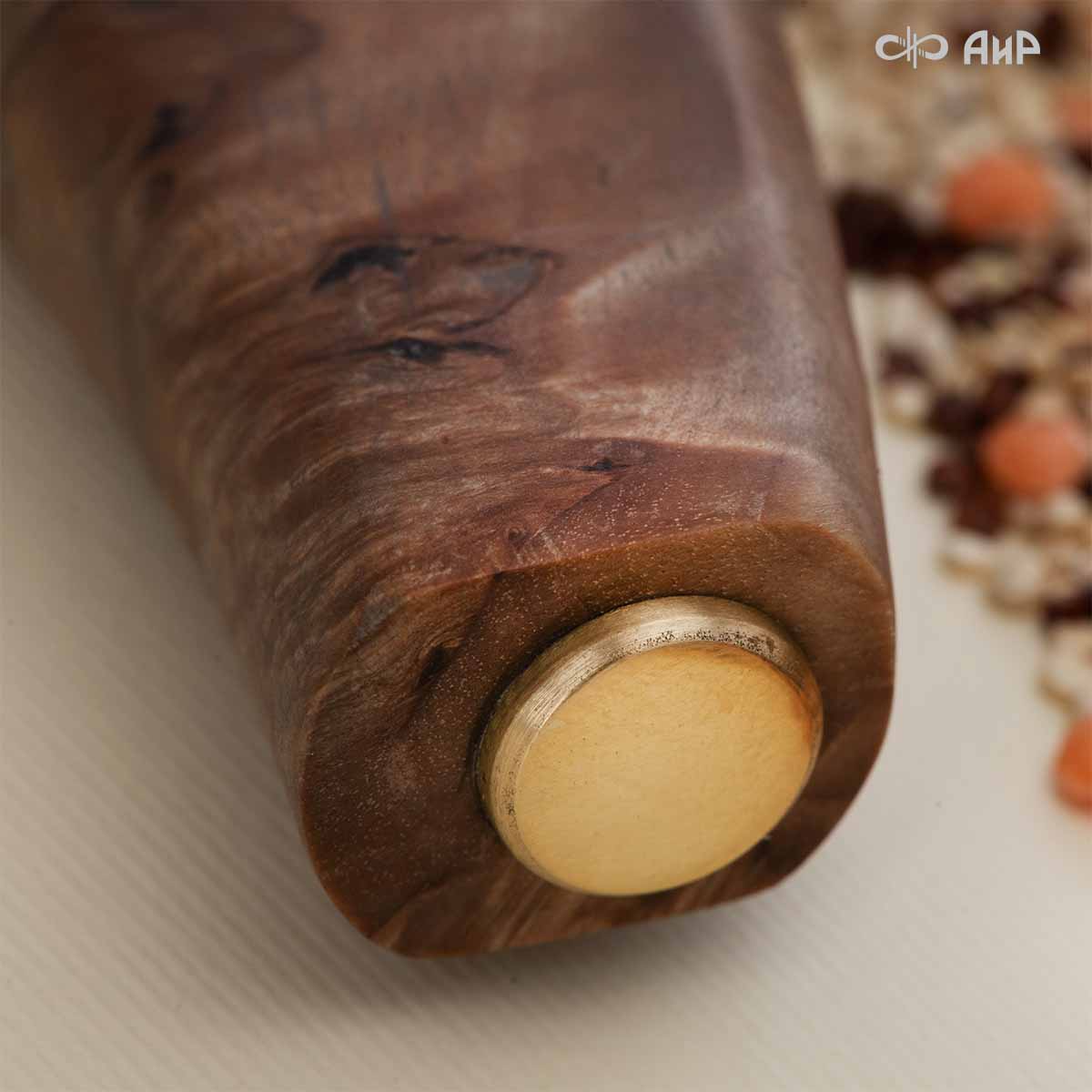 Поварской (стабилизированная карельская береза коричневая) дамасская сталь ZDI-1016, узор ступени - Компания «АиР»