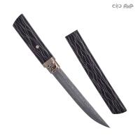 Нож Айкути, дамасская сталь ZDI-1016, композит с алюминиевой микросеткой соты, черный, мокуме гане - Компания «АиР»