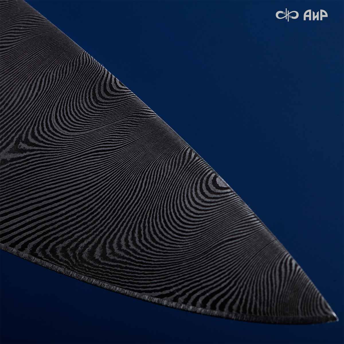 Набор Поварской-3 (стабилизированный кап ореховый, фибра) дамасская сталь ZDI-1016, узор твист - Компания «АиР»