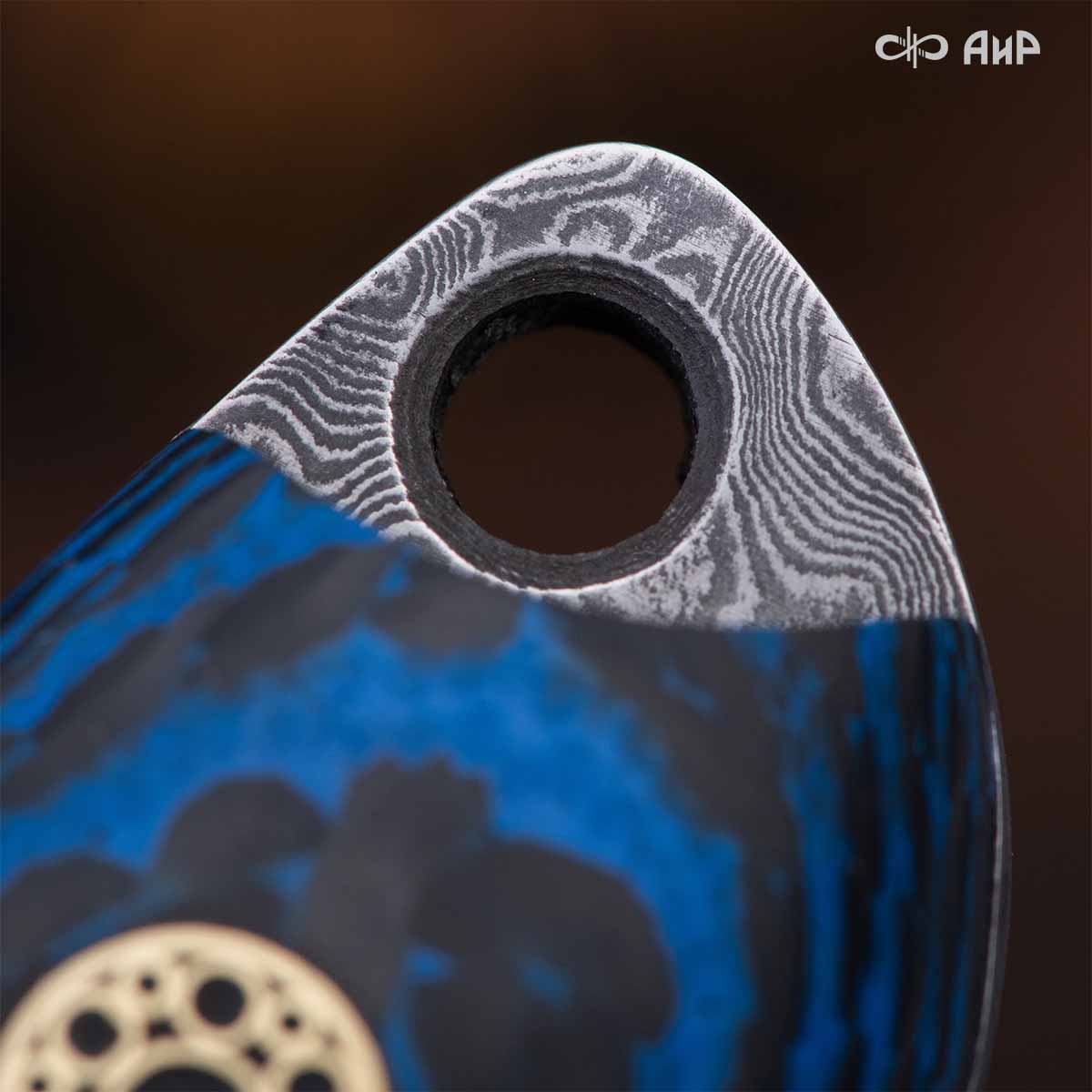 Шейный (карбон зебра синий, мозаичные пины) дамасская сталь ZDI-1016 - Компания «АиР»