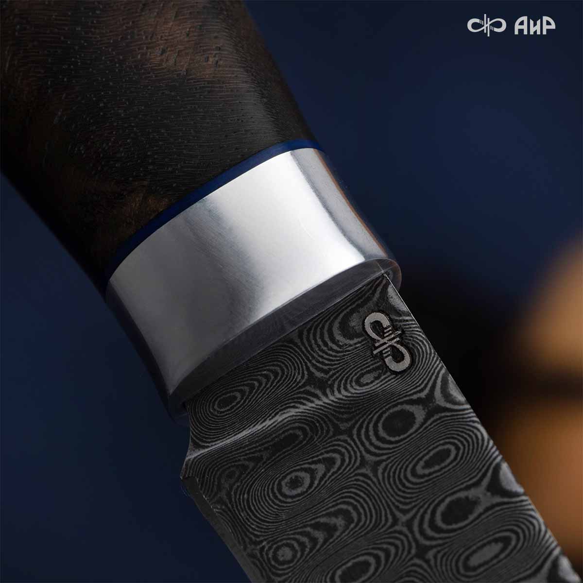 Набор Поварской-3 (стабилизированный кап ореховый, фибра) дамасская сталь ZDI-1016, узор капля NEW - Компания «АиР»