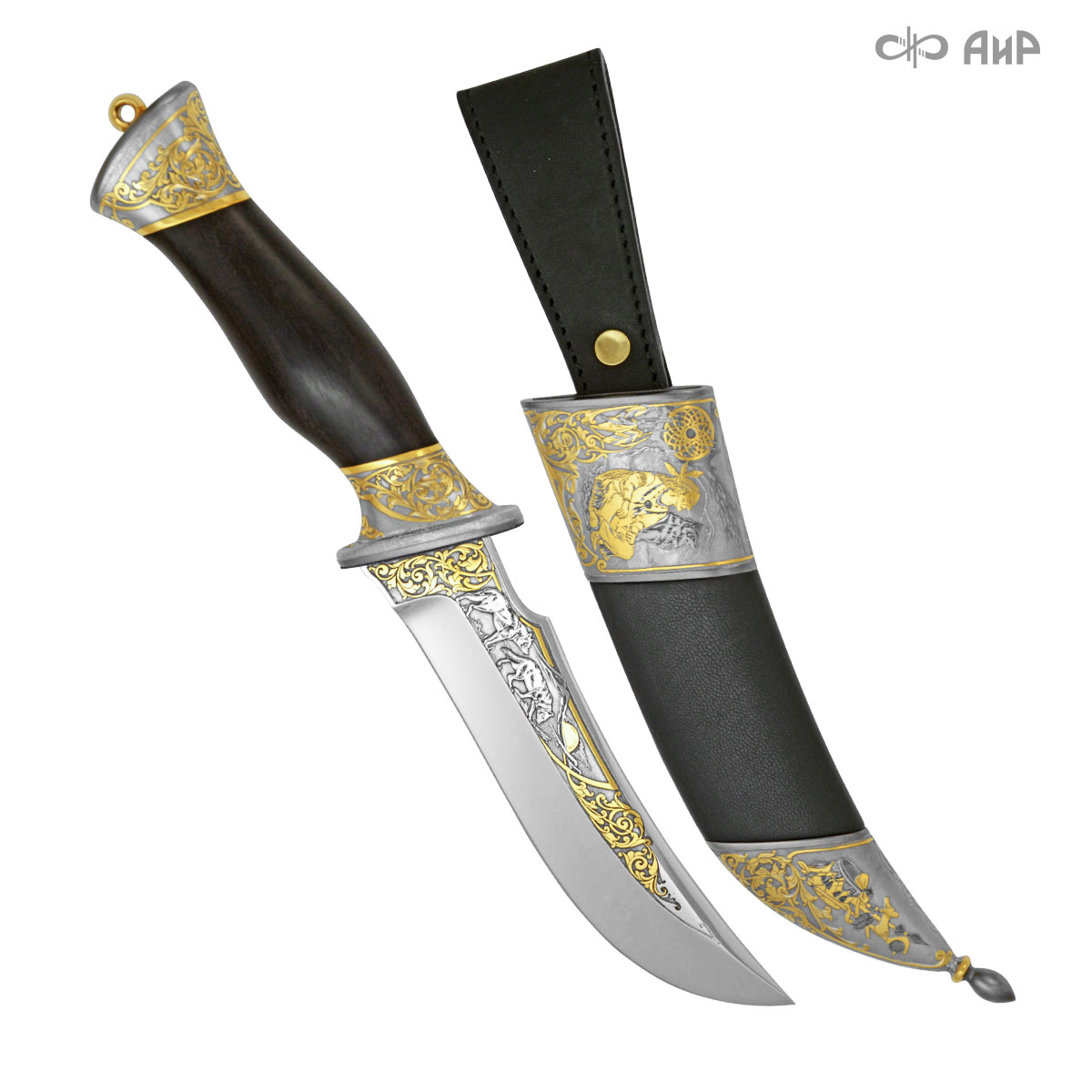 Нож Клык с сюжетом Дух шамана, комбинированные ножны, Артикул: 36196 - Компания «АиР»