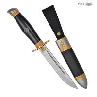  Нож Финка-2 Пограничник с золотом, 40Х10С2М, скрим, комбинированные ножны Артикул: 32122 - Компания «АиР»