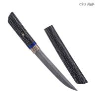 Нож Айкути, дамасская сталь ZDI-1016, композит с алюминиевой микросеткой соты, черный, мокуме гане, ZlaTi - Компания «АиР»
