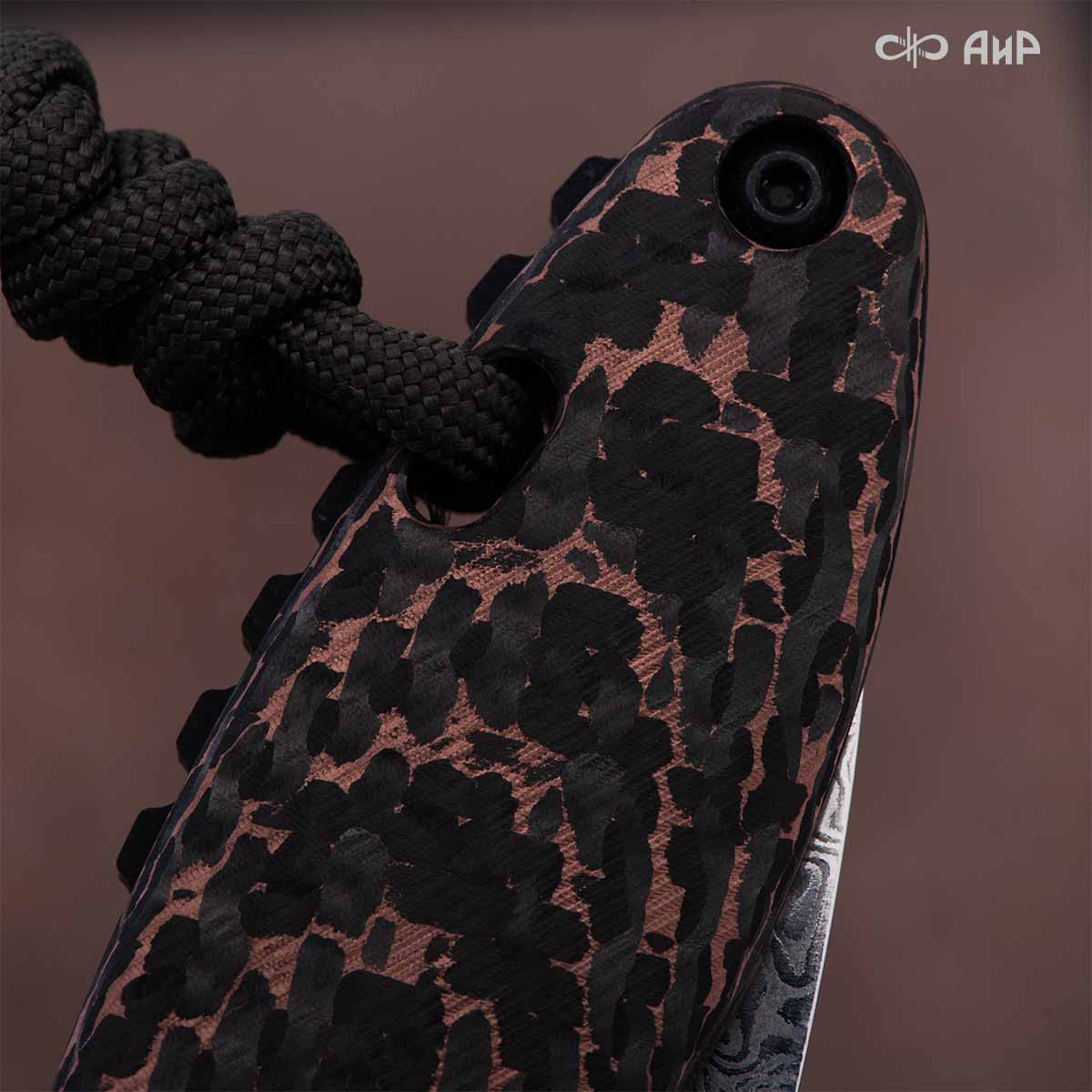 Хантер (фэткарбон змеиная кожа, медь, кастомная заточка) дамасская сталь ZDI-1016 - Компания «АиР»