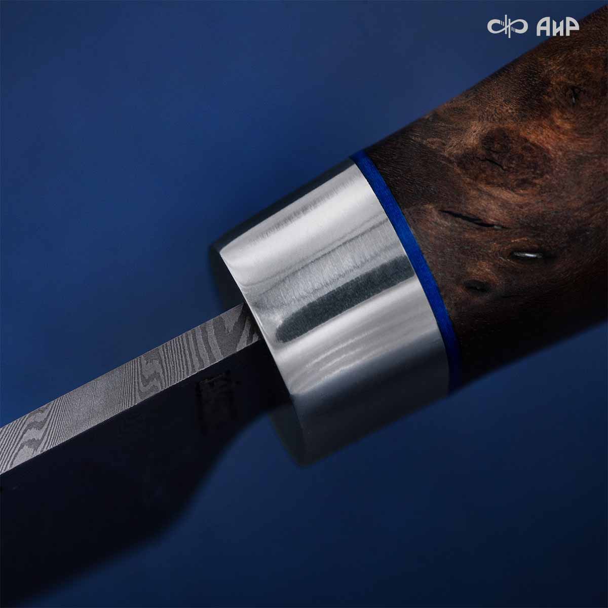 Набор Поварской-3 (стабилизированный кап ореховый, фибра) дамасская сталь ZDI-1016, узор твист - Компания «АиР»